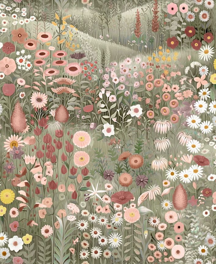 Wallpaper, green-beige, blooming meadow, 127928, Arboretum, Graham Brown Premium