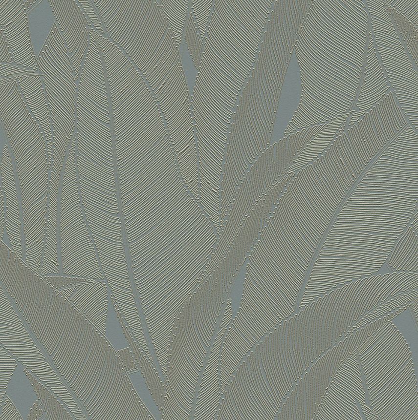 Luxury Wallpaper, Turquoise-Gold, Leaves, Z16701, Murella 100, Zambaiti Parati