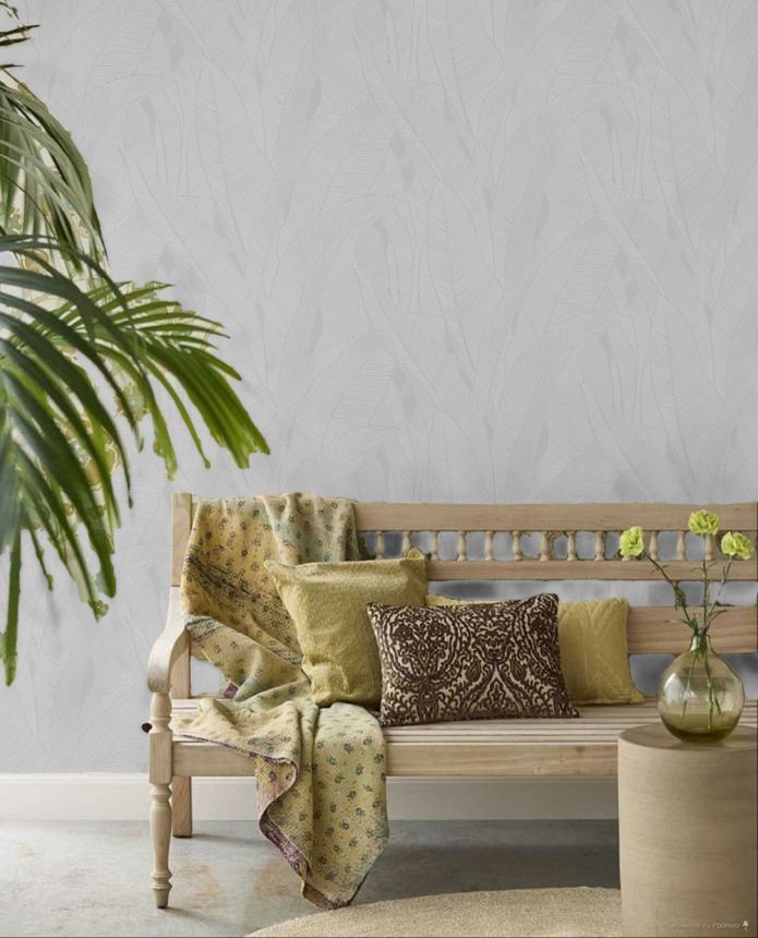 Luxury Wallpaper, Grey-Beige, Leaves, Z16711, Murella 100, Zambaiti Parati