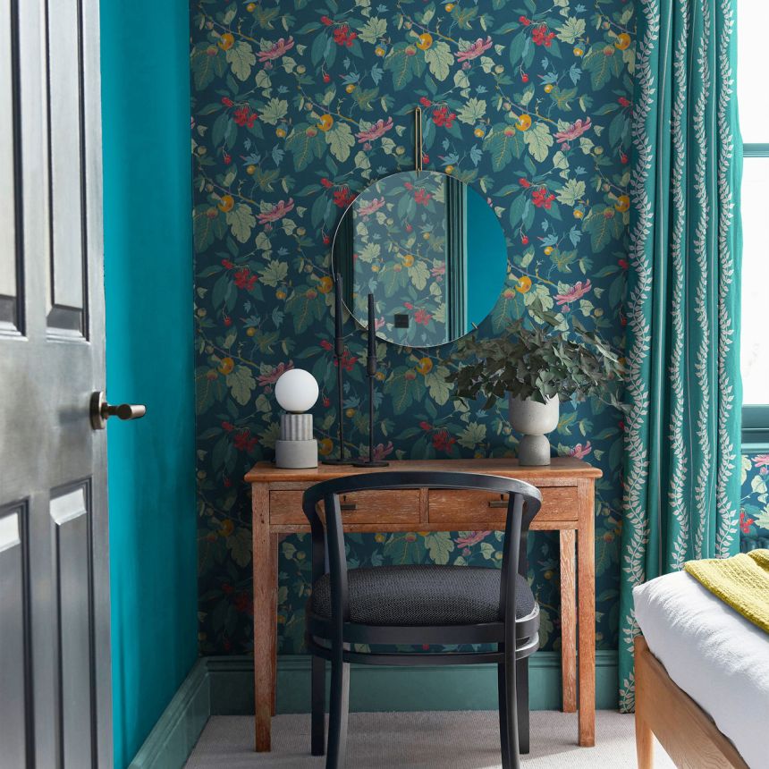 Wallpaper, blue, leaves, fruits, 130280, Concerto, Graham Brown Premium