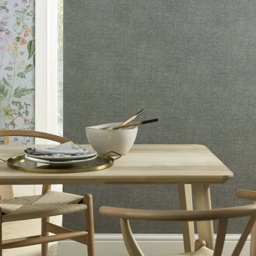 Wallpaper, green, fabric effect, 118035, Arboretum, Graham Brown Premium