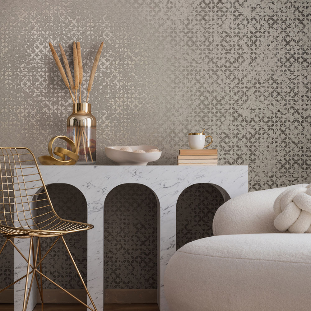 Wallpaper, grey-silver, geometric vintage pattern, 35118, City Romance, Marburg