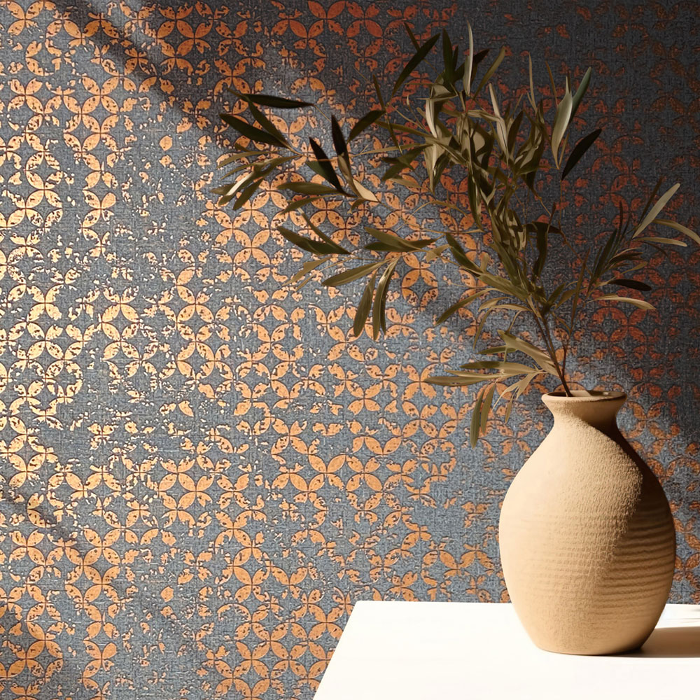 Wallpaper, black-bronze, geometric vintage pattern, 35119, City Romance, Marburg