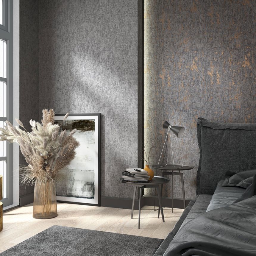 Wallpaper, black-bronze, stucco plaster, 35146, City Romance, Marburg