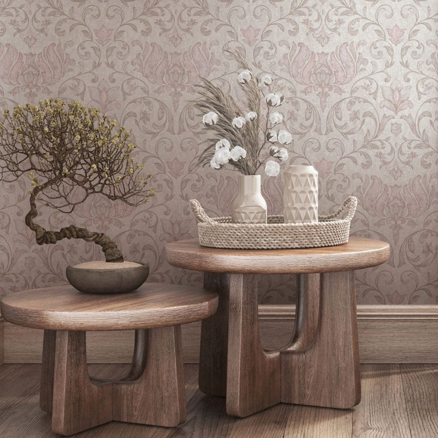 Wallpaper, grey-beige, pink, ornaments, 35149, City Romance, Marburg