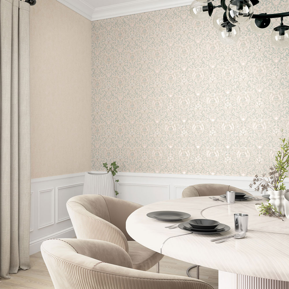 Wallpaper, beige-green, pink, ornaments, 35151, City Romance, Marburg