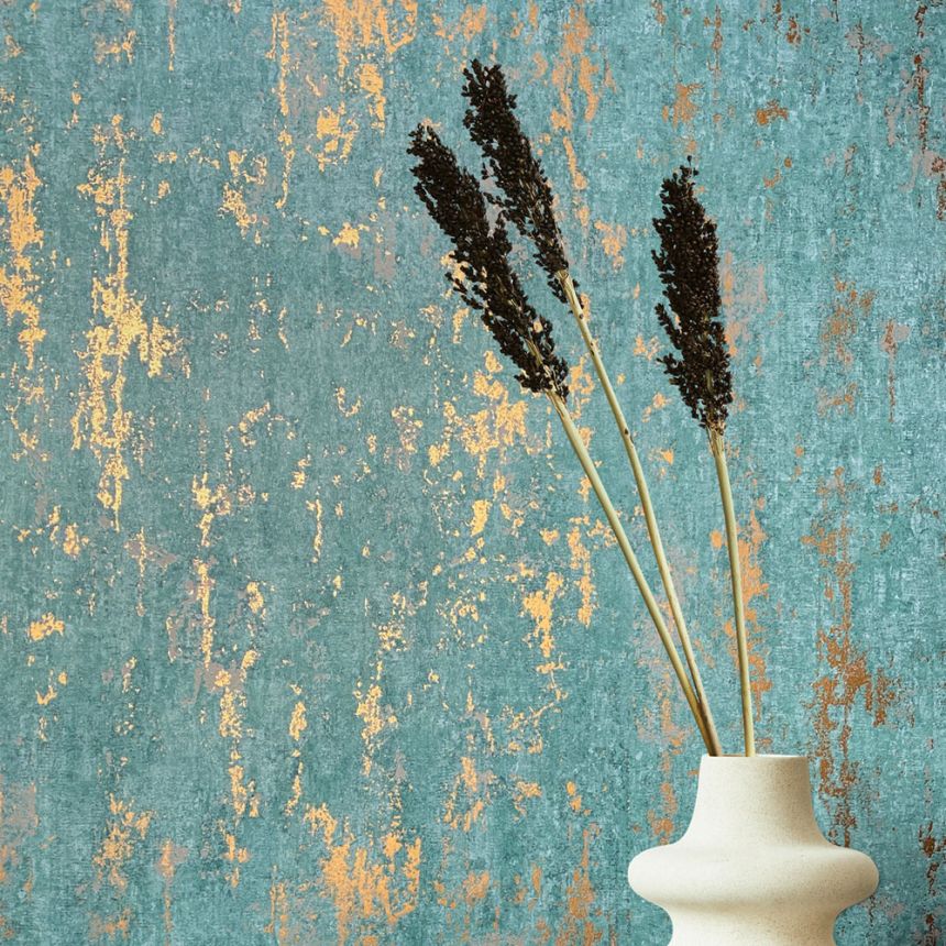 Wallpaper, turquoise, stucco plaster, 35164, City Romance, Marburg