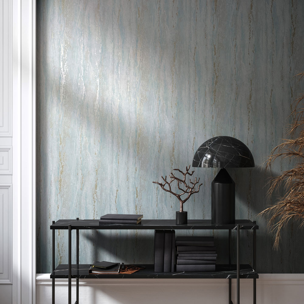 Wallpaper, turquoise, stucco plaster, 35165, City Romance, Marburg