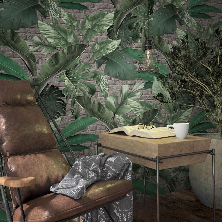 Wall Mural, Leaves, Bricks, 34196, Loft Superior, Marburg