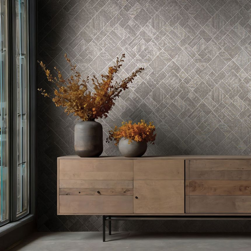 Wallpaper, grey-brown, geometric pattern, 35511, Ritus, Marburg