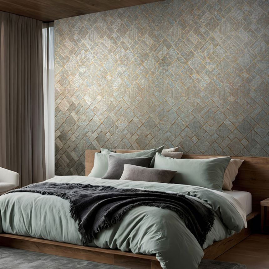 Wallpaper, blue, copper, geometric pattern, 35512, Ritus, Marburg