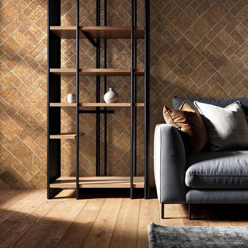 Wallpaper, brown-gold, geometric pattern, 35513, Ritus, Marburg