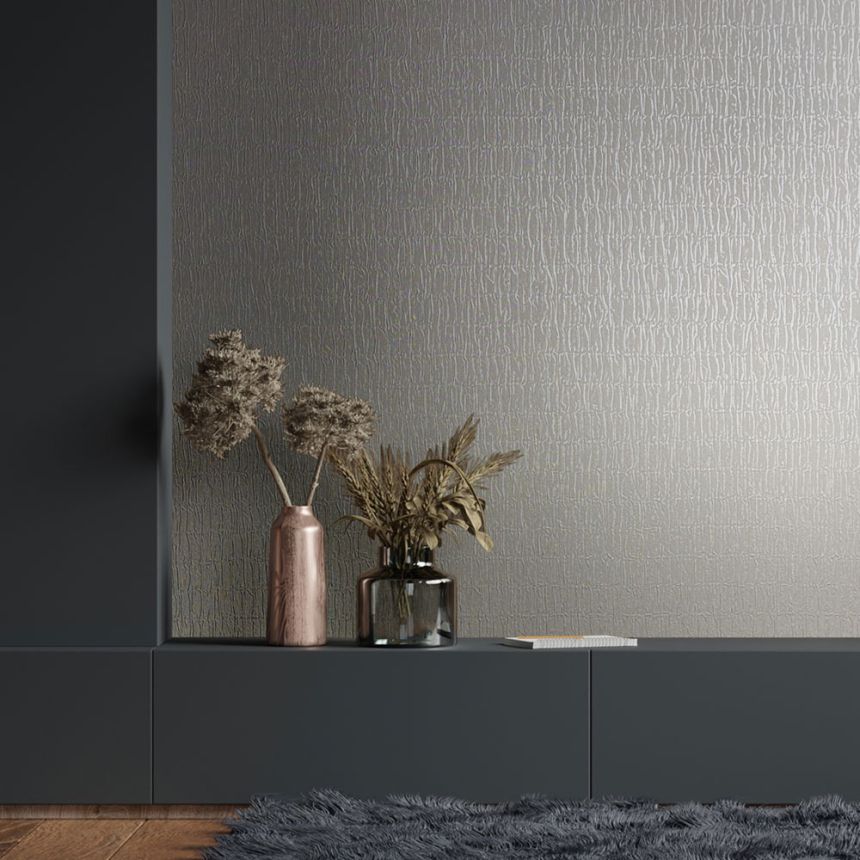 Wallpaper, grey-beige, crinkled fabric texture, 34503, Kumano, Marburg