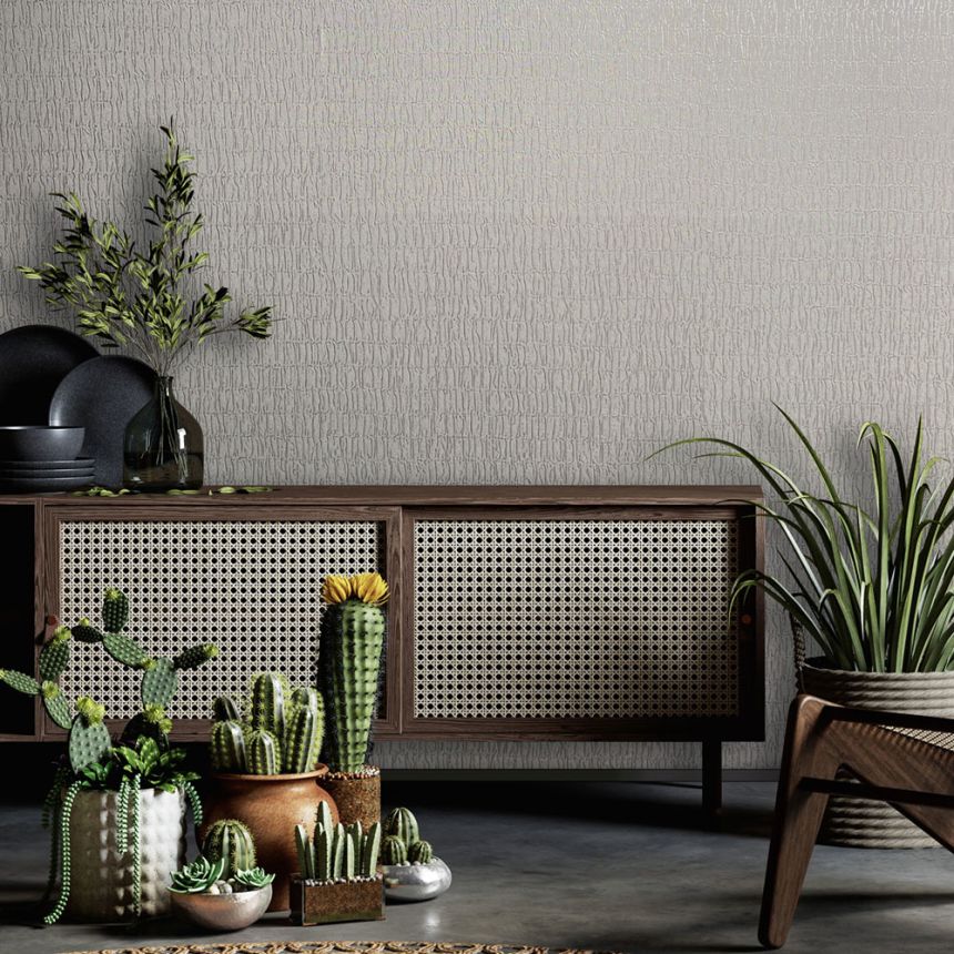 Wallpaper, grey, crinkled fabric texture, 34504, Kumano, Marburg