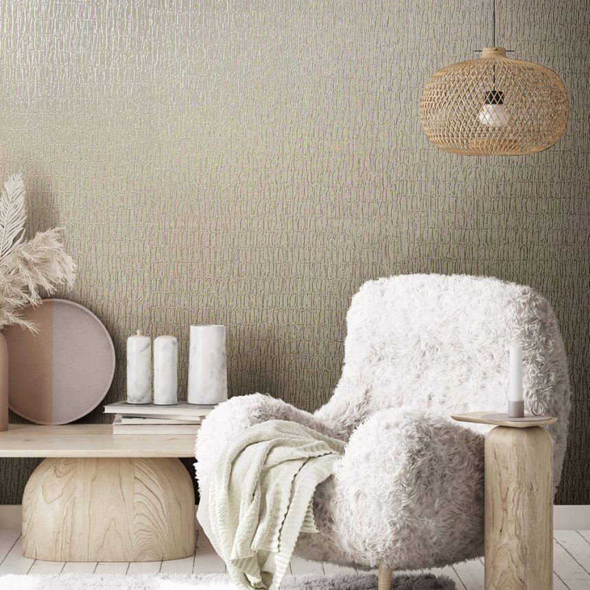 Wallpaper, crinkled brown-beige, fabric texture, 34505, Kumano, Marburg