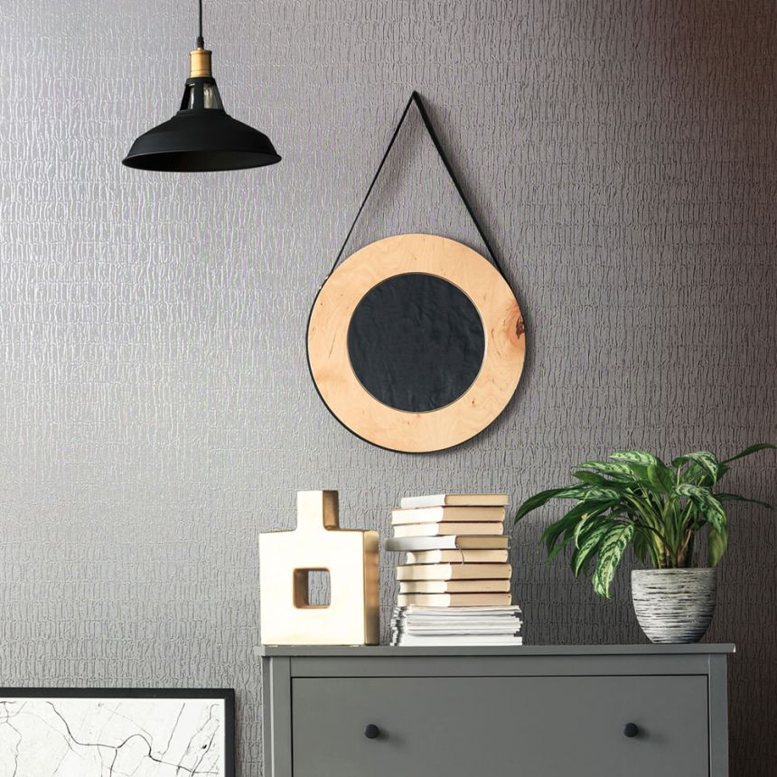 Wallpaper, grey, crinkled fabric texture, 34506, Kumano, Marburg