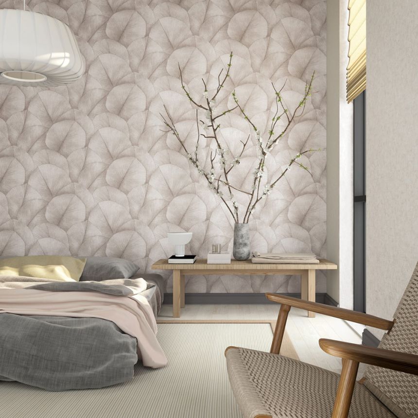 Wallpaper, brown-beige, leaves, 34511, Kumano, Marburg