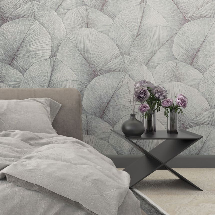Wallpaper, grey-blue, leaves, 34512, Kumano, Marburg