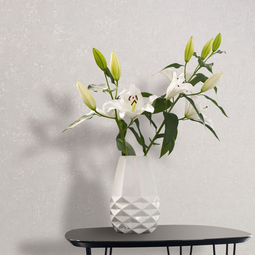 Wallpaper, white, stucco, plaster finish, 34517, Kumano, Marburg