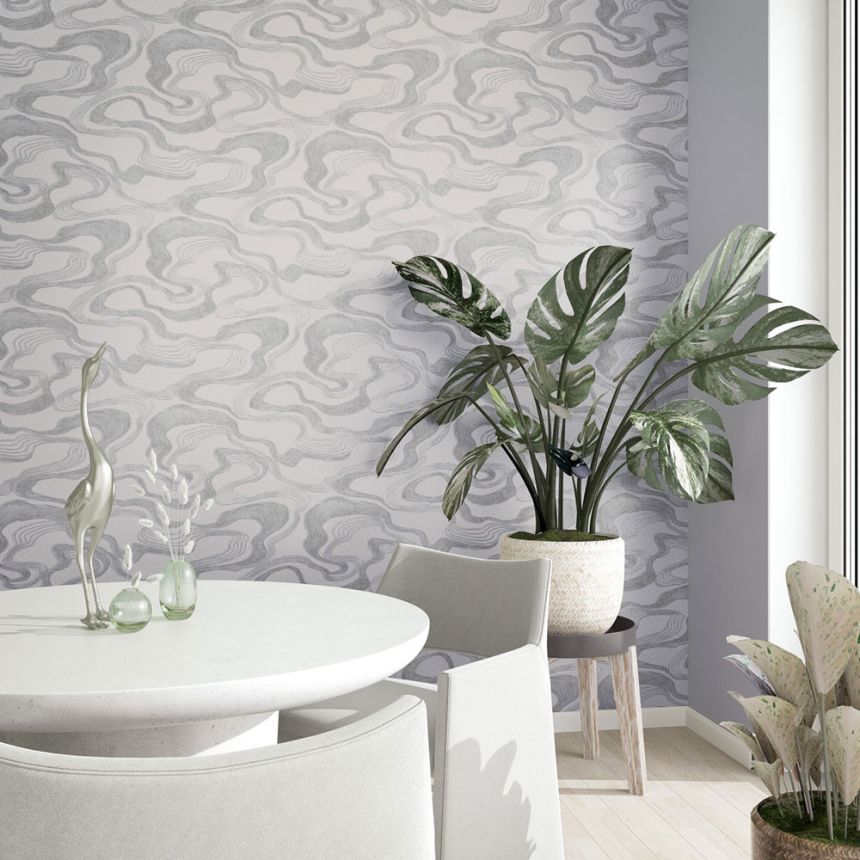 Wallpaper, grey, fabric texture, waves, 34536, Kumano, Marburg