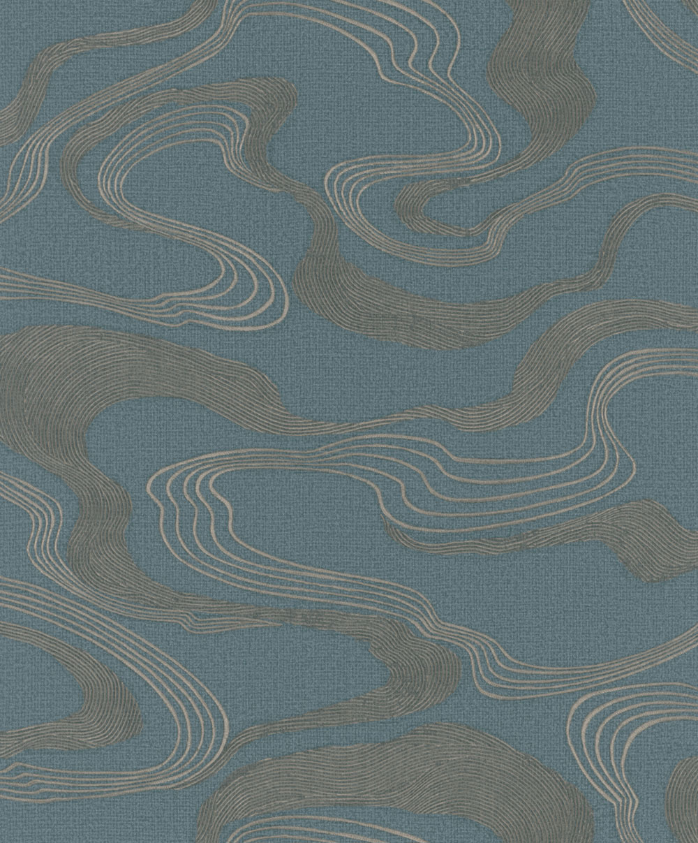 Wallpaper, blue, fabric texture, waves, 34538, Kumano, Marburg