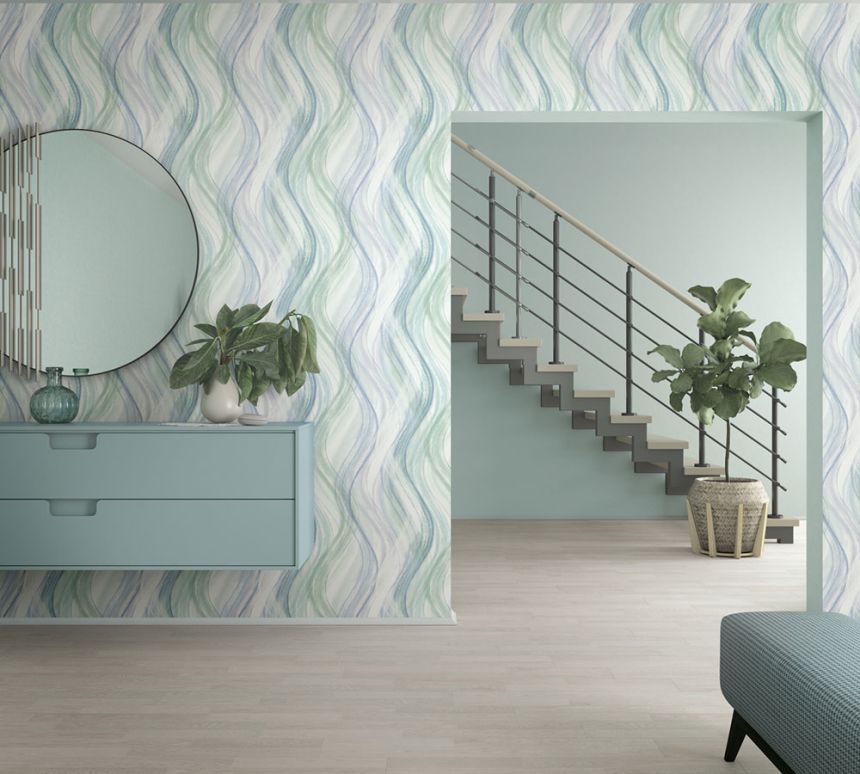 Wallpaper, Green-Blue, Waves, 32444, Shades, Marburg