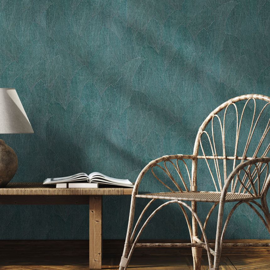 Wallpaper, turquoise, leaves, 35376, Timber, Marburg