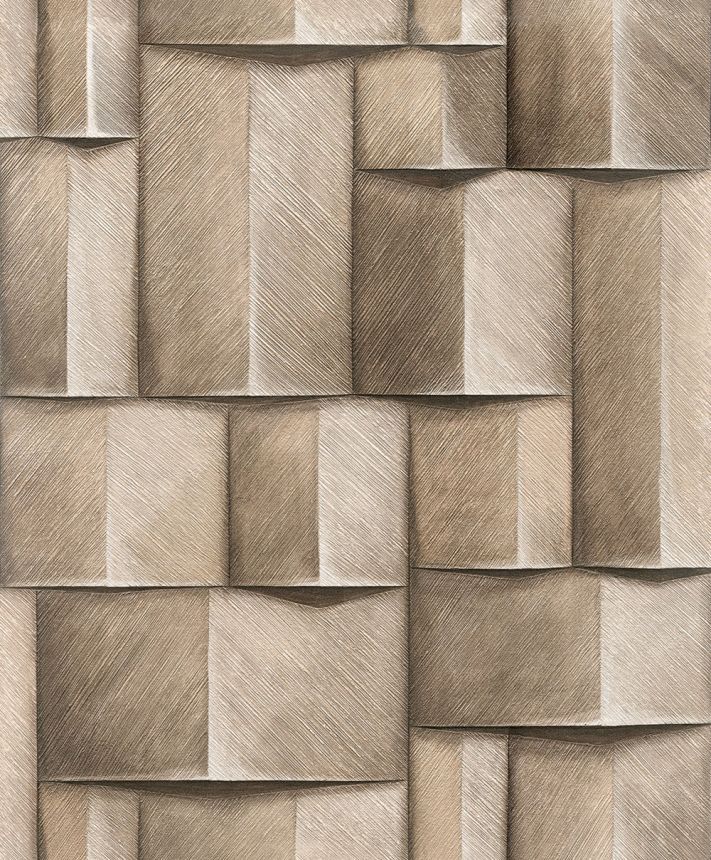 Graphic wallpaper, brown, 3D effect, 35388, Timber, Marburg