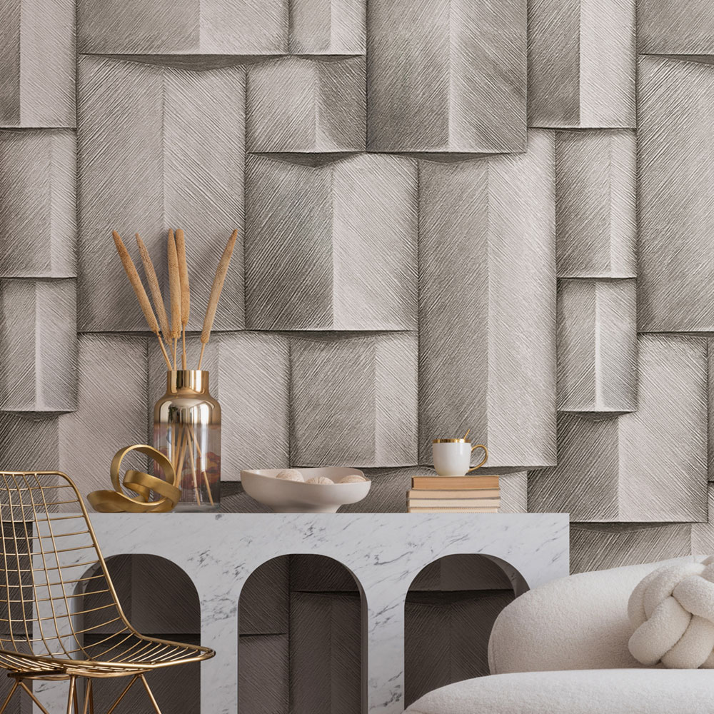 Graphic mural wallpaper, black-white, 3D effect, 35390, Timber, Marburg