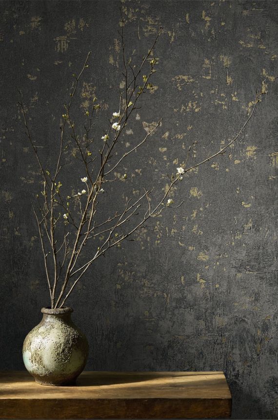 Wallpaper, Black-Gold, Concrete, Stucco, 82373, Naomi, Novamur