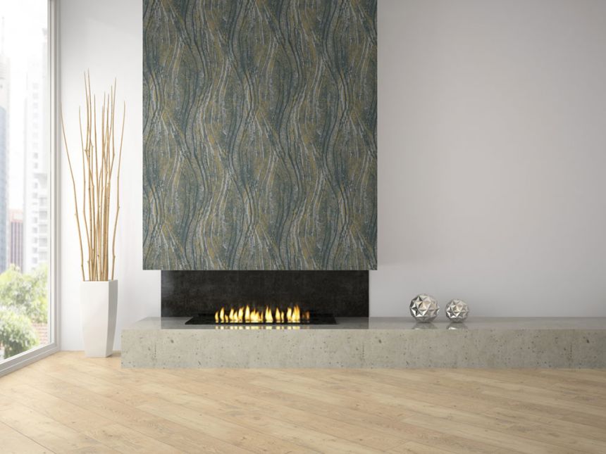 Wallpaper, Black-Ochre, Texture, Waves, 82496, Naomi, Novamur