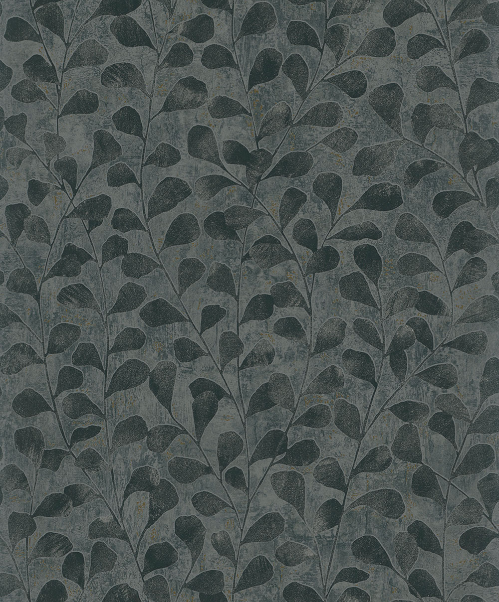 Wallpaper, Black-Gold, Twigs, Leaves, 82503, Naomi, Novamur