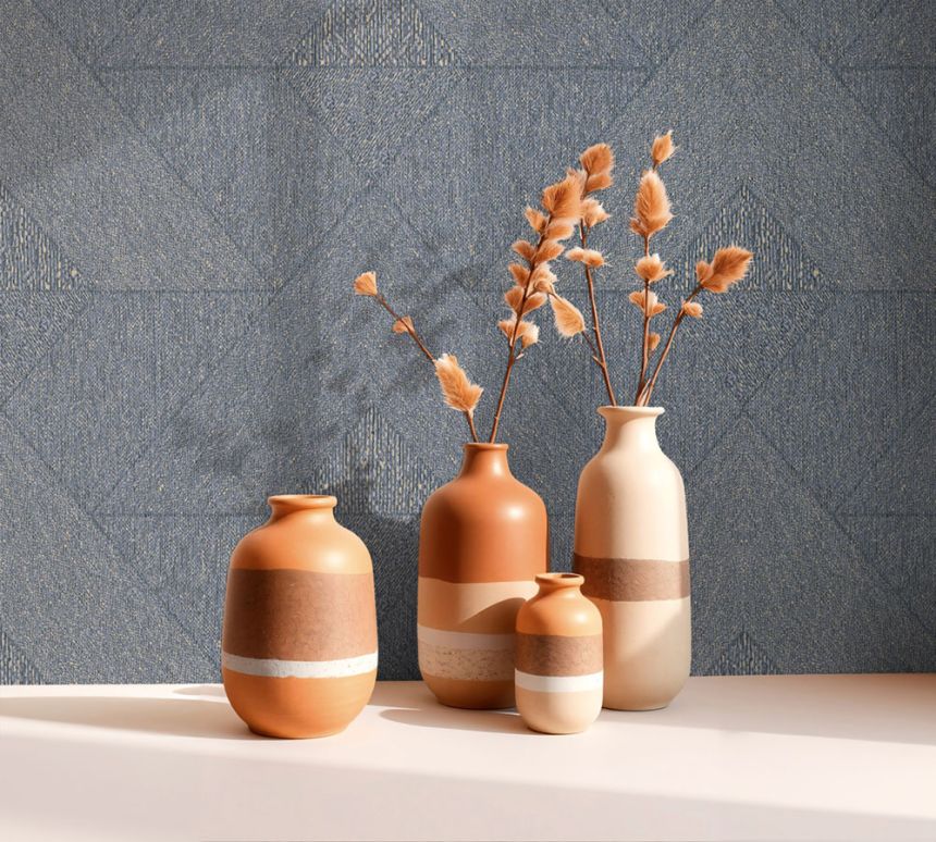 Geometric Wallpaper, Blue-Black, 82548, Naomi, Novamur