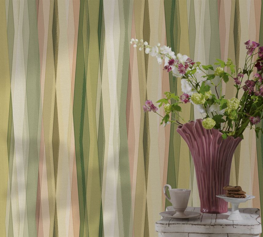 Wallpaper, Green-Beige, Graphic Pattern, 89010, Naomi, Novamur