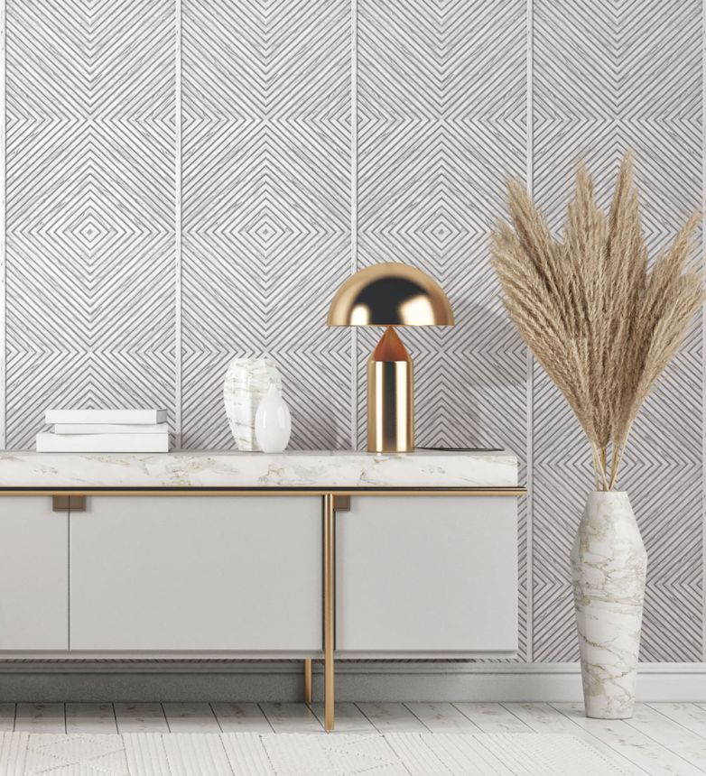 Wallpaper, Grey-White, Wood Panel Effect, 89021, Naomi, Novamur