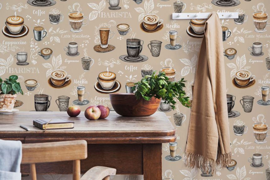 Wallpaper, Beige, Coffee, 89044, Naomi, Novamur