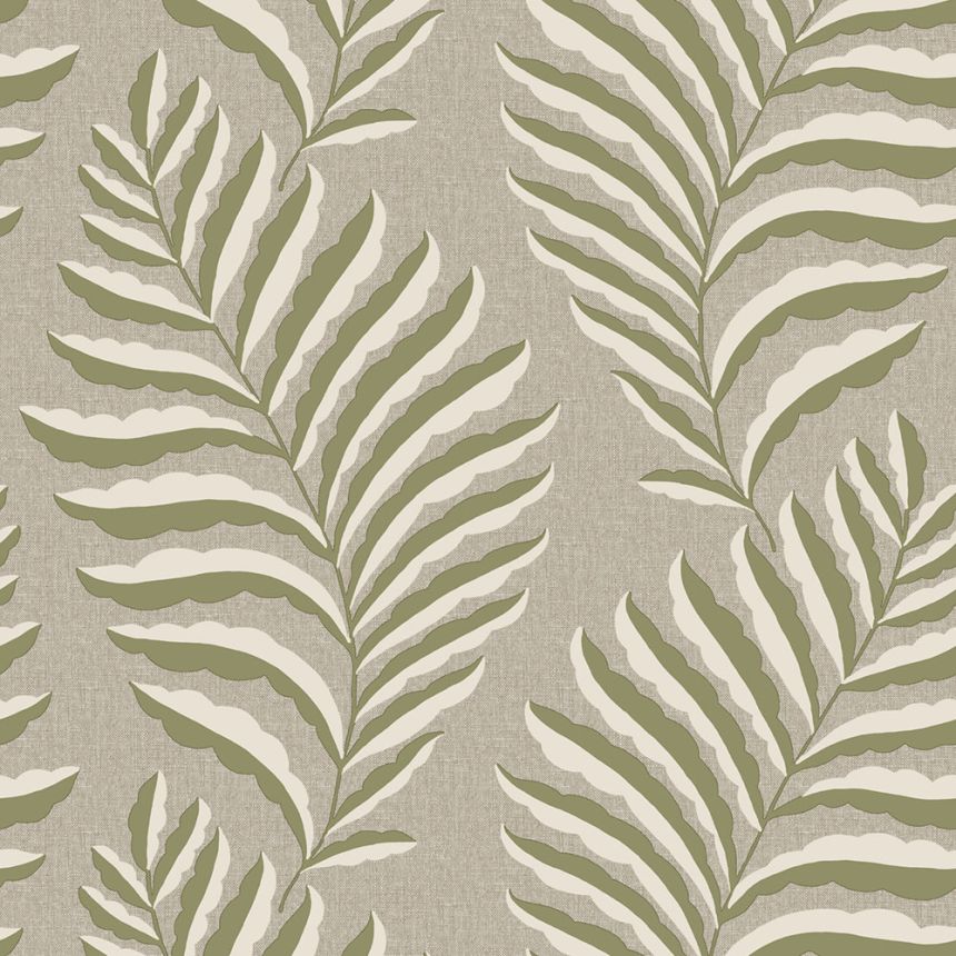 Wallpaper, Grey-Beige, Leaves, Z70721, Marrakech, Zambaiti Parati