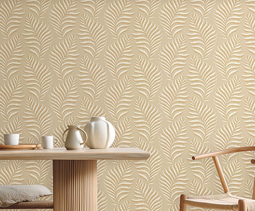 Wallpaper, Ochre, Leaves, Z70730, Marrakech, Zambaiti Parati