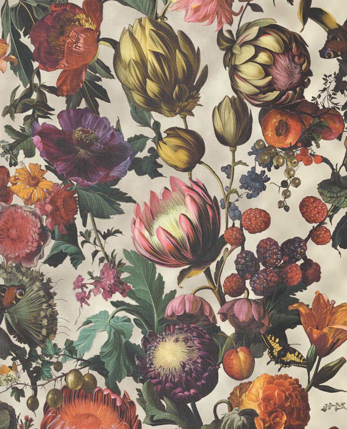 Wallpaper, Beige, Flowers, Fruits, Butterflies, 351230, Magnifique, Eijffinger