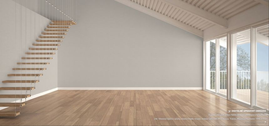Striped wallpaper, dark brown, brown, fabric effect, RIC003, Serica, Traces, Masureel