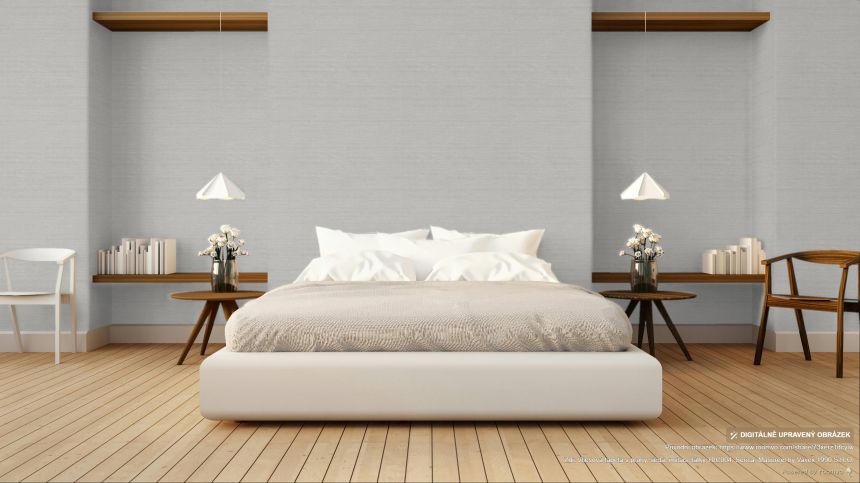 Striped wallpaper, grey, fabric effect, RIC004, Serica, Masureel