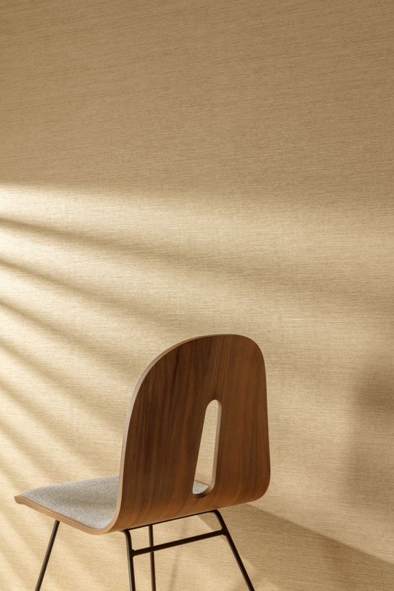 Striped wallpaper, light brown, ochre, fabric effect, RIC006, Serica, Masureel