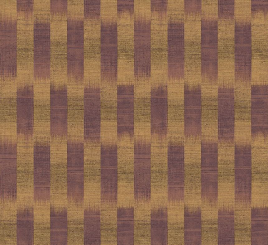 Striped wallpaper, purple, brown, fabric effect, RIC103, Serica, Masureel