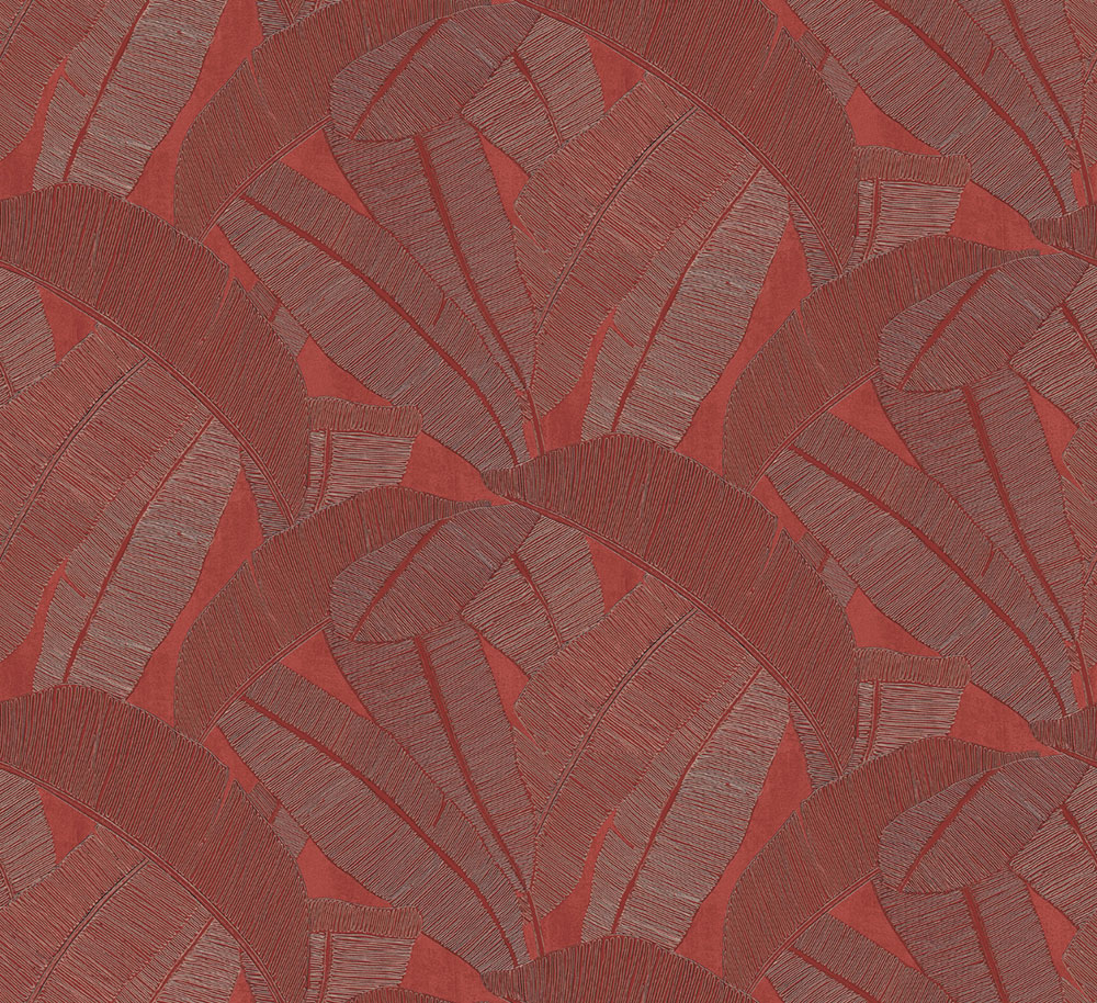 Wallpaper, red, silver, RIC205, Serica, Masureel