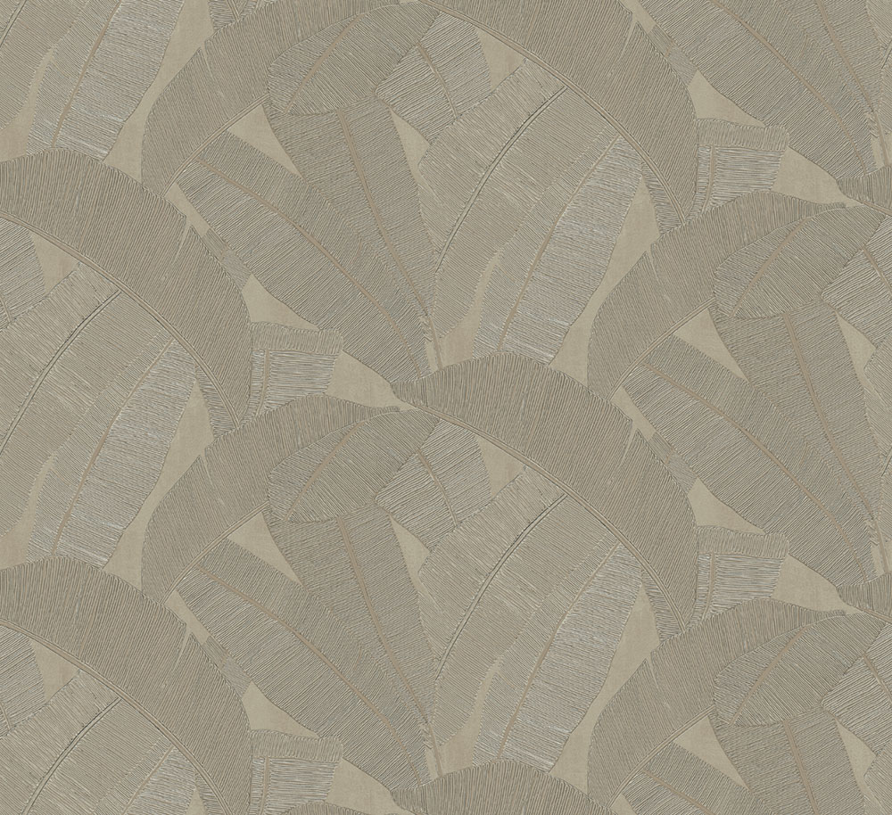 Wallpaper, grey, brown, leaves, RIC206, Serica, Masureel