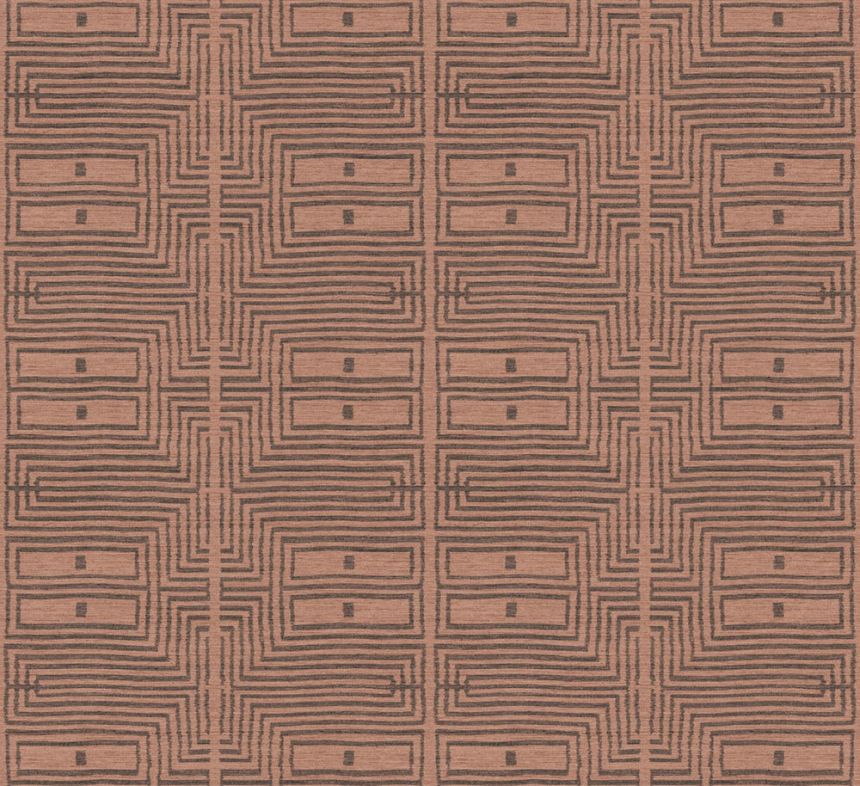 Wallpaper, fabric effect, patterns, orange, black, RIC301, Serica, Masureel