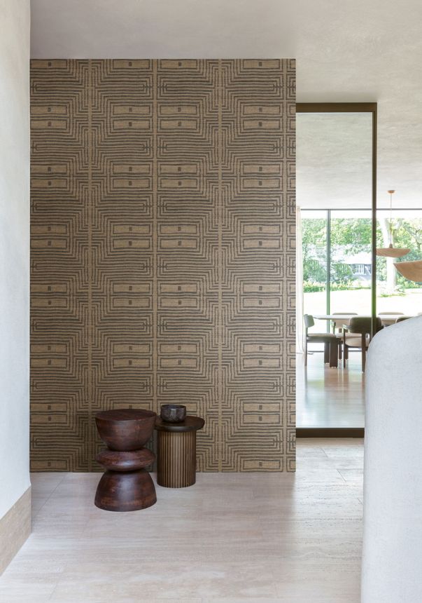 Wallpaper, fabric effect, patterns, brown, black, RIC303, Serica, Masureel