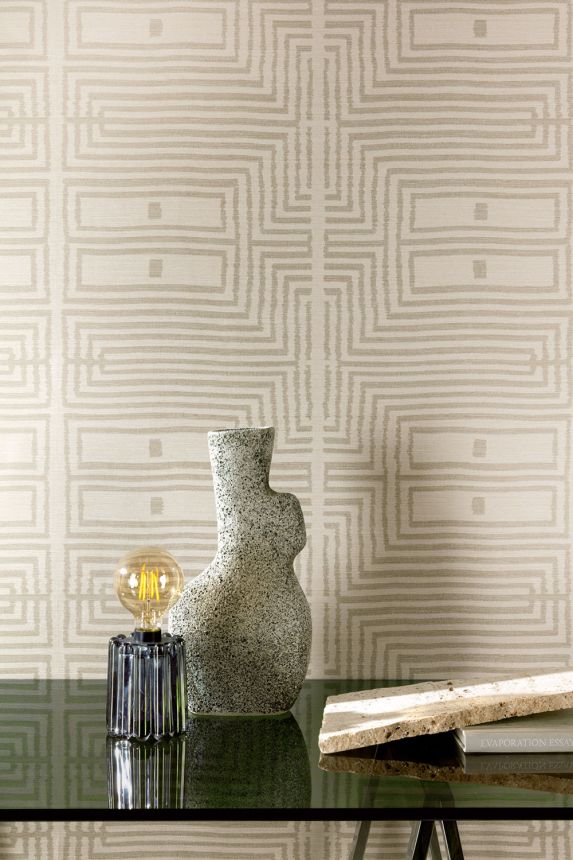 Wallpaper, fabric effect, patterns, beige, RIC304, Serica, Masureel