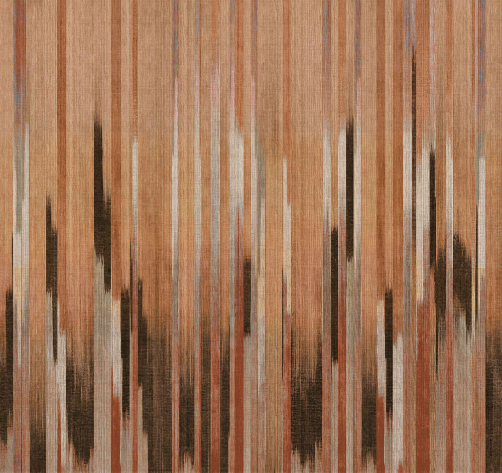 Mural wallpaper, fabric effect, brown, stripes, DGRIC1013-300, Serica, Masureel