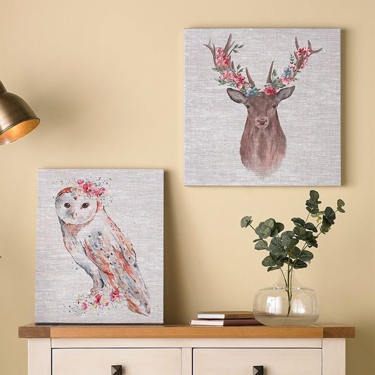 Frameless picture 105388, Watercolor Floral Owl, Owl, Wall Art